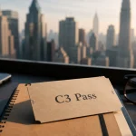 City pass c3 new york : billet sur carnet kraft, smartphone et lunettes, Midtown Manhattan