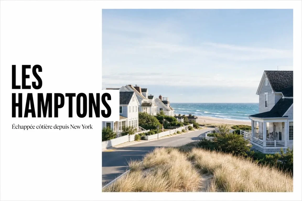 Visiter les Hamptons depuis New York : vue d’un village côtier élégant et d’une plage des Hamptons