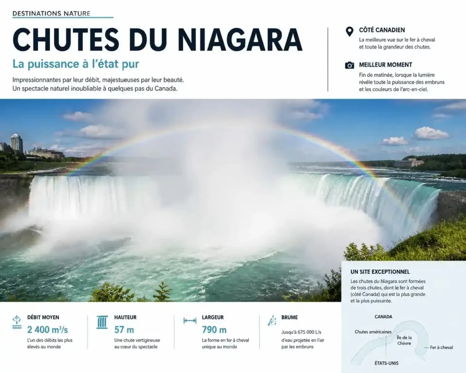 Vue spectaculaire des chutes du Niagara lors d'un voyage depuis New York