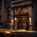 Hôtel Lotte New York Palace à Midtown, façade au lever du jour