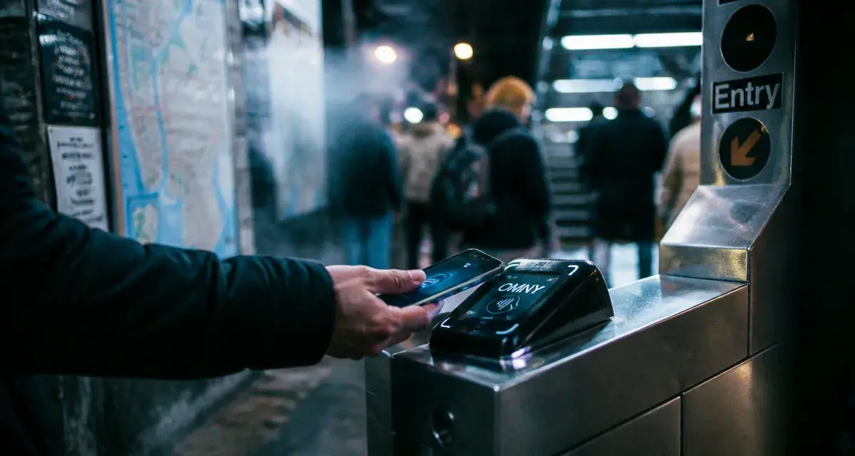 Pass metro New York OMNY : main sur lecteur sans contact