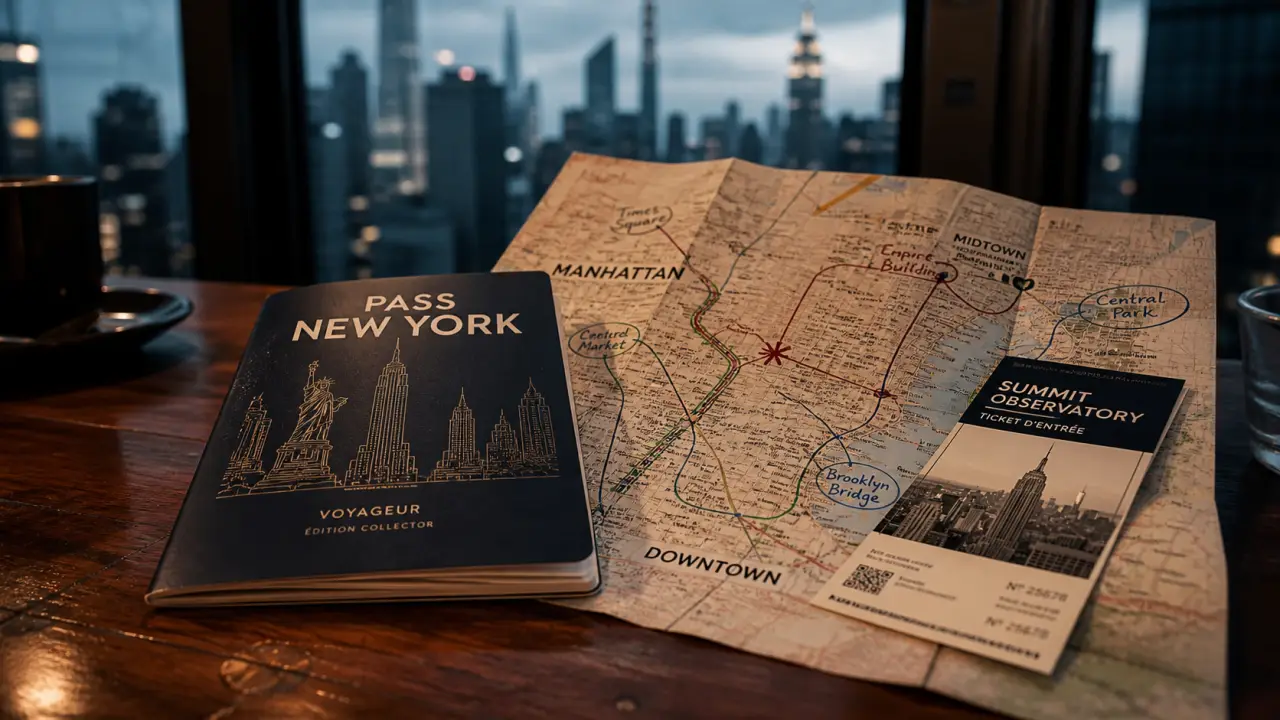 pass new york sur table, plan Manhattan et tickets