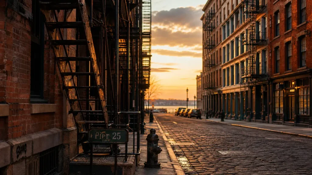 TriBeCa downtown manhattan : rue chic au golden hour