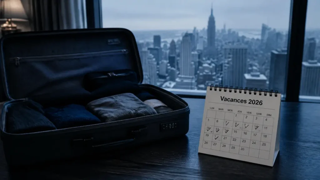 Vacances scolaires 2026 New York : valise et calendrier