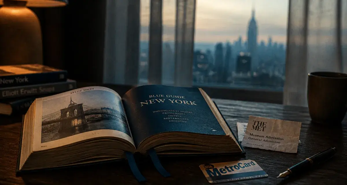 Blue guide new york ouvert avec billet musée et ticket métro