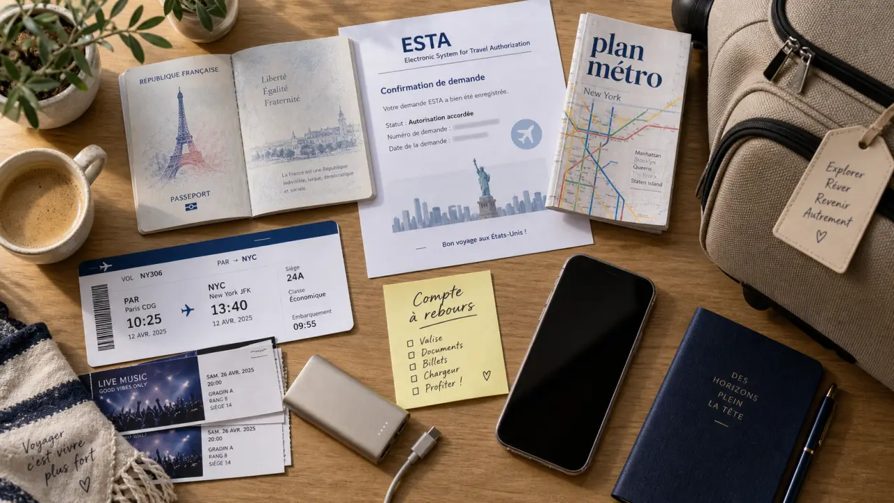 Compte a rebours voyage New York : ESTA, budget, billets