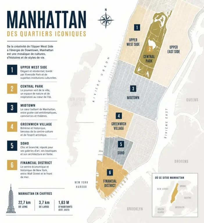 Quartiers de Manhattan pour une location Plum Guide à New York