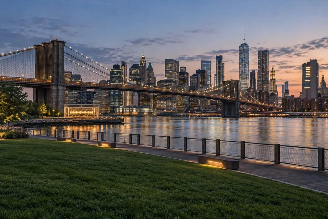 Visiter Dumbo à New York depuis Brooklyn Bridge Park au bord de l’East River