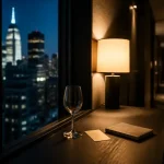 Vue skyline de Midtown depuis l’hôtel Arlo NoMad New York City, fenêtre étroite