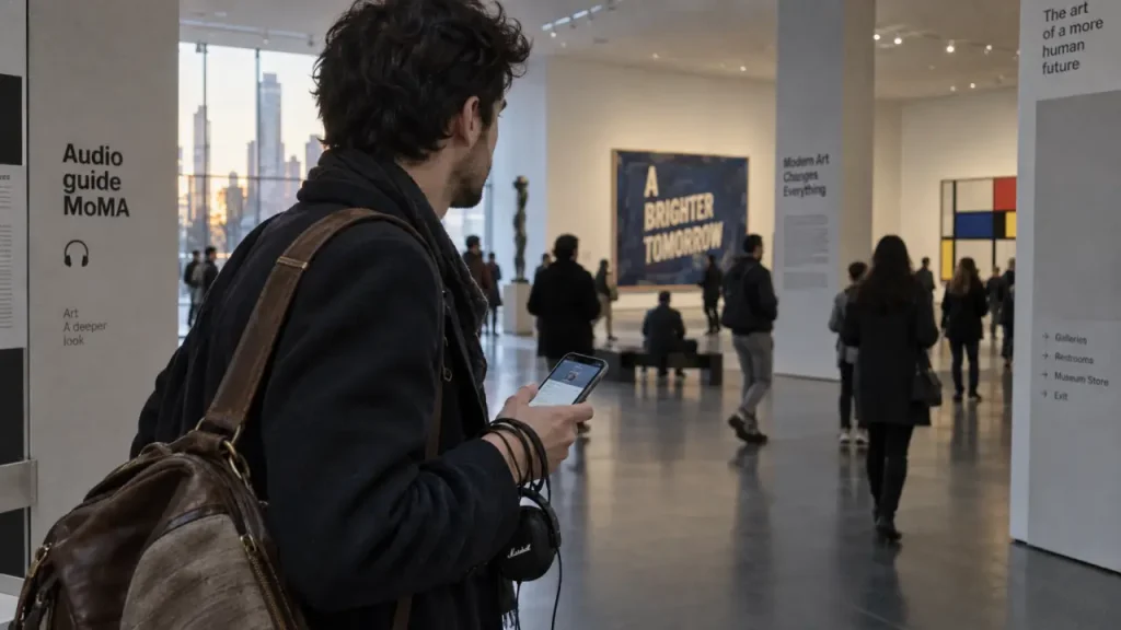 moma new york audio guide : smartphone et écouteurs au MoMA
