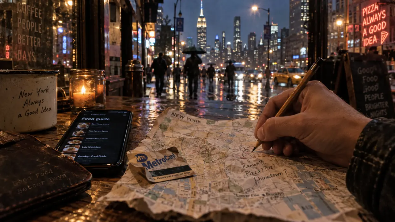 new york eating guide : carte et ticket métro pour bien manger à New York