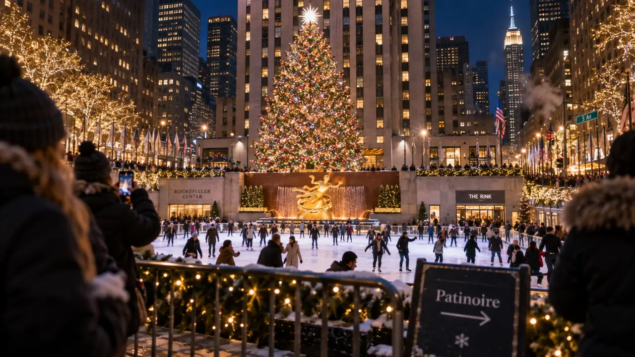 Noel a new york : sapin illuminé au Rockefeller Center et patinoire
