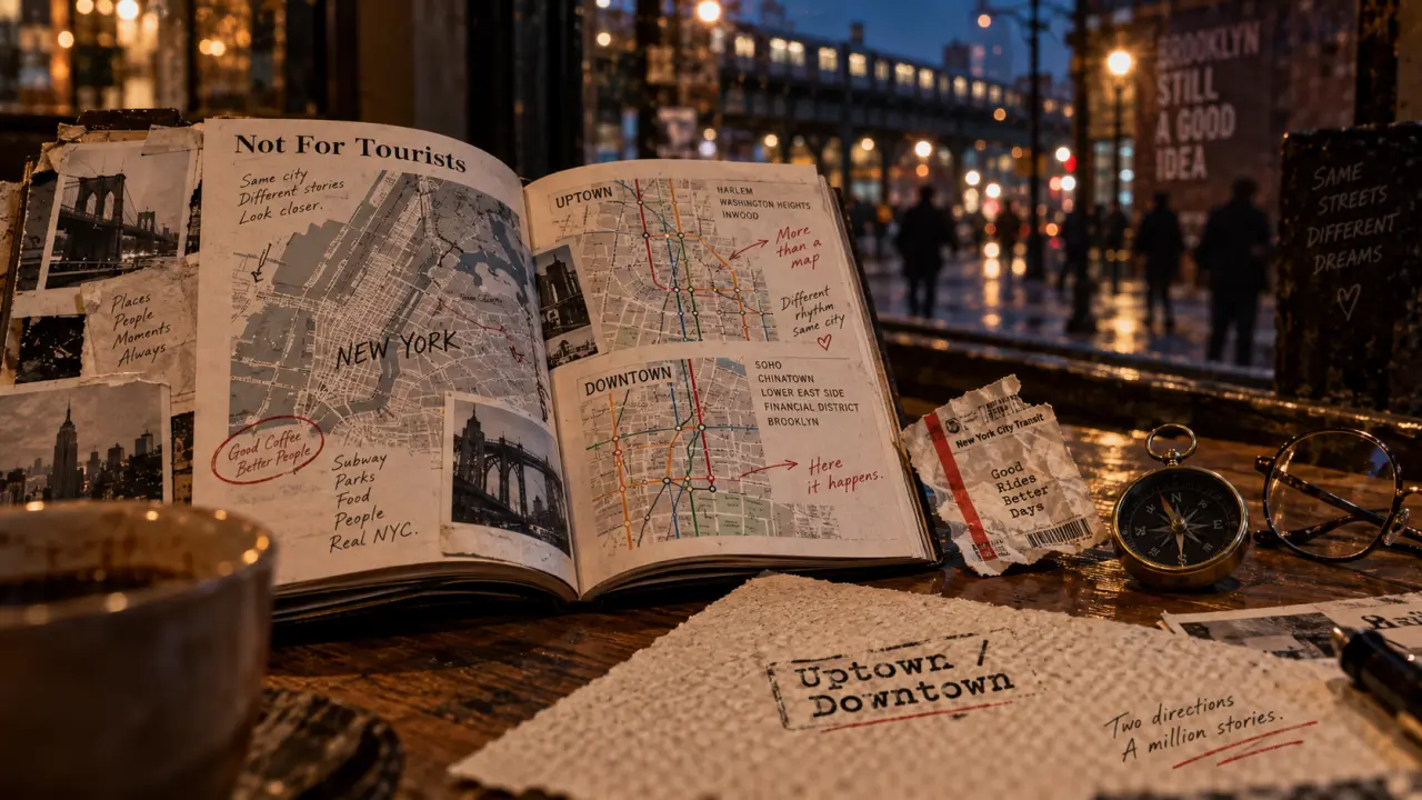 not for tourists guide to new york city sur table avec cartes MTA et ticket métro