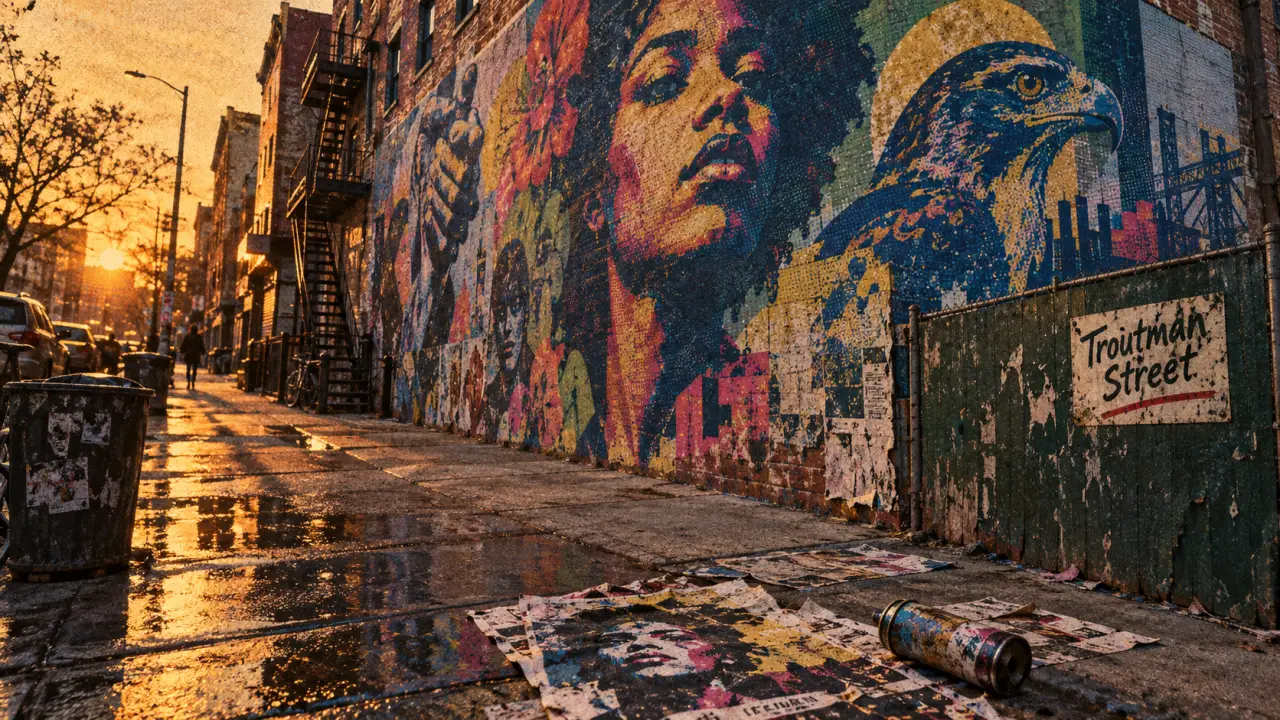 Street art nyc à Bushwick : fresques sur un mur