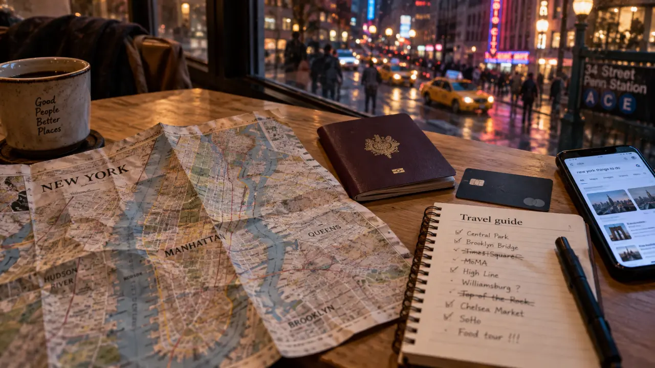 Travel guide new york times : carte New York, passeport et smartphone