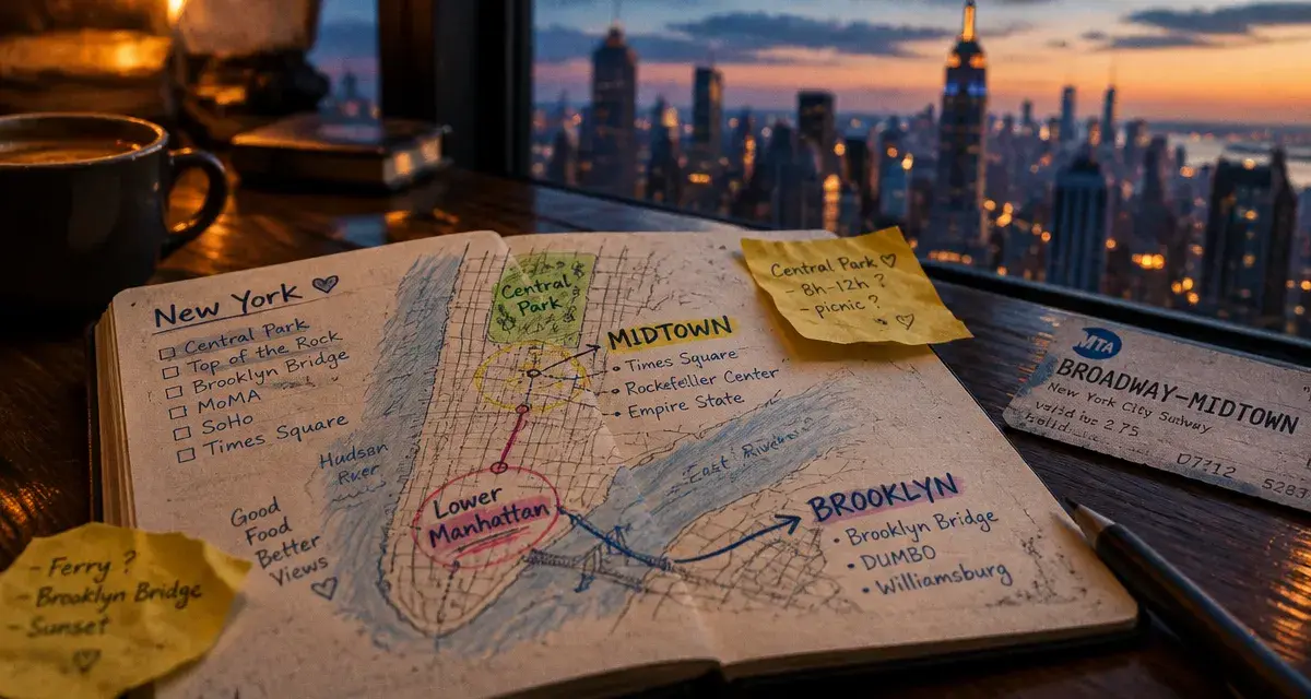 Carte New York avec lieux visiter : quartiers et itinéraires