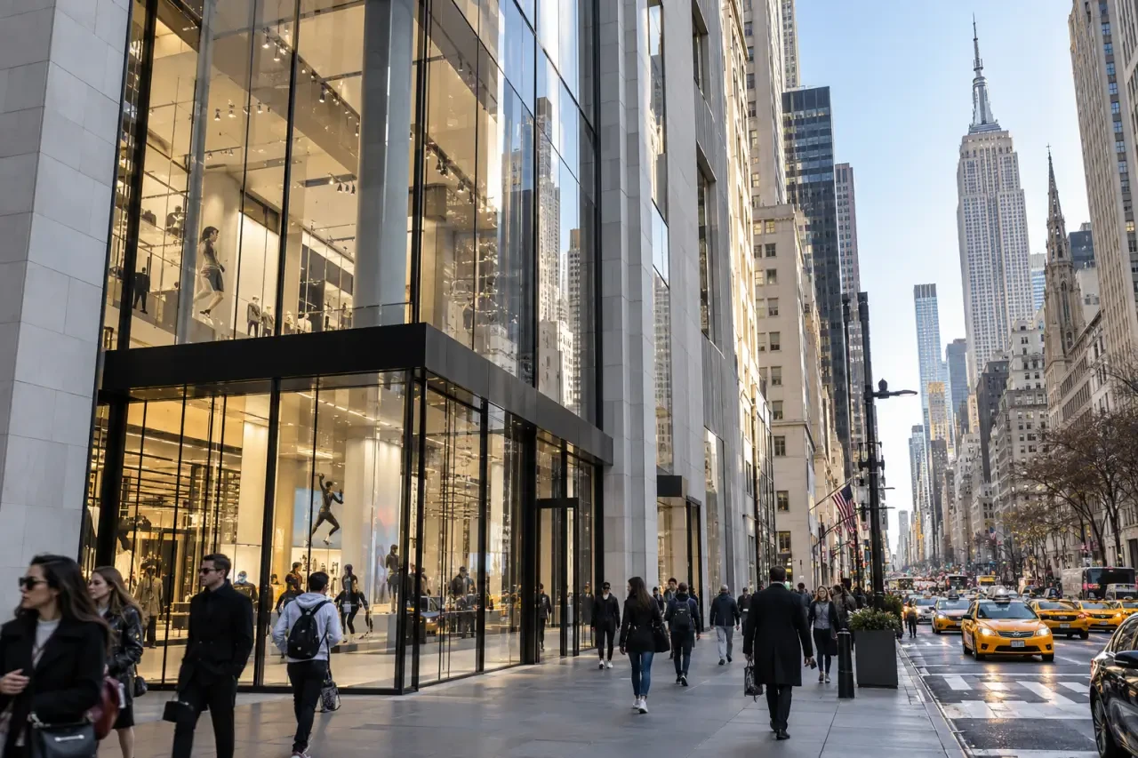 Niketown Manhattan New York, façade du Nike NYC House of Innovation sur la 5e Avenue