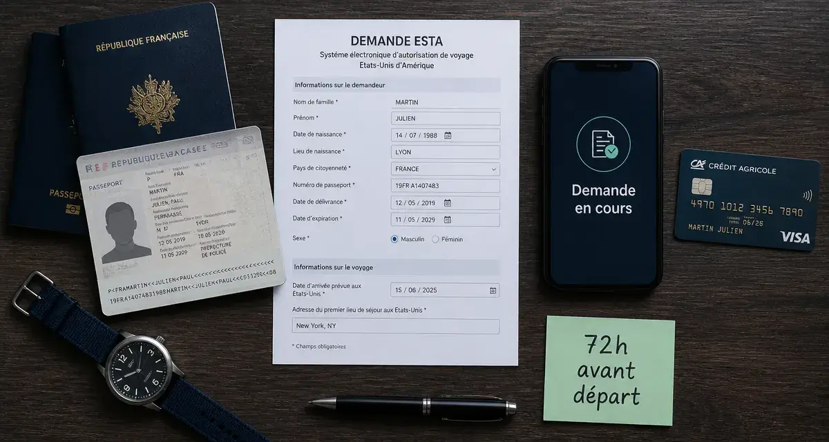ESTA combien de temps avant le départ : 72h à 3 semaines