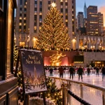 Noel a New York voyage organisé : patinoire Rockefeller Center au coucher du soleil