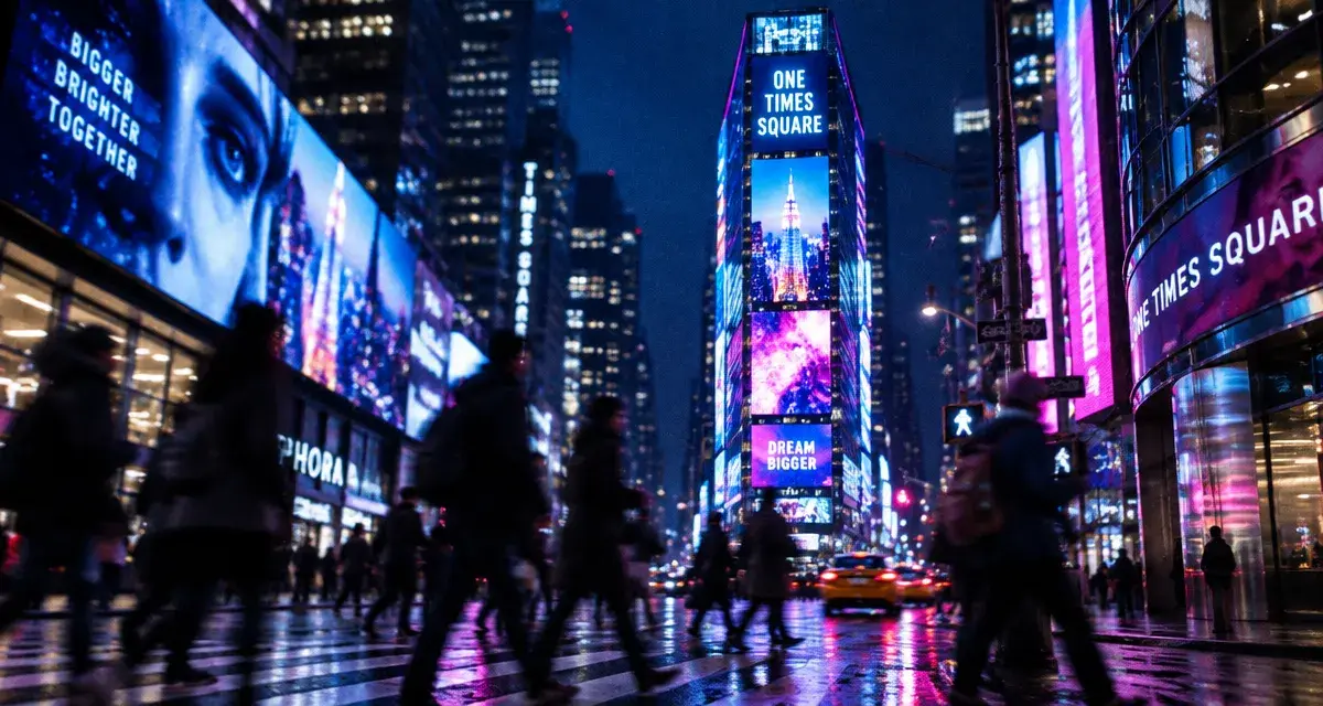 One Times Square building New York, façade LED et gratte-ciel