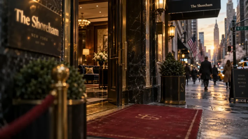 Entrée du Shoreham Hotel Manhattan New York, près de Central Park