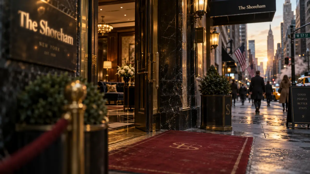 Entrée du Shoreham Hotel Manhattan New York, près de Central Park