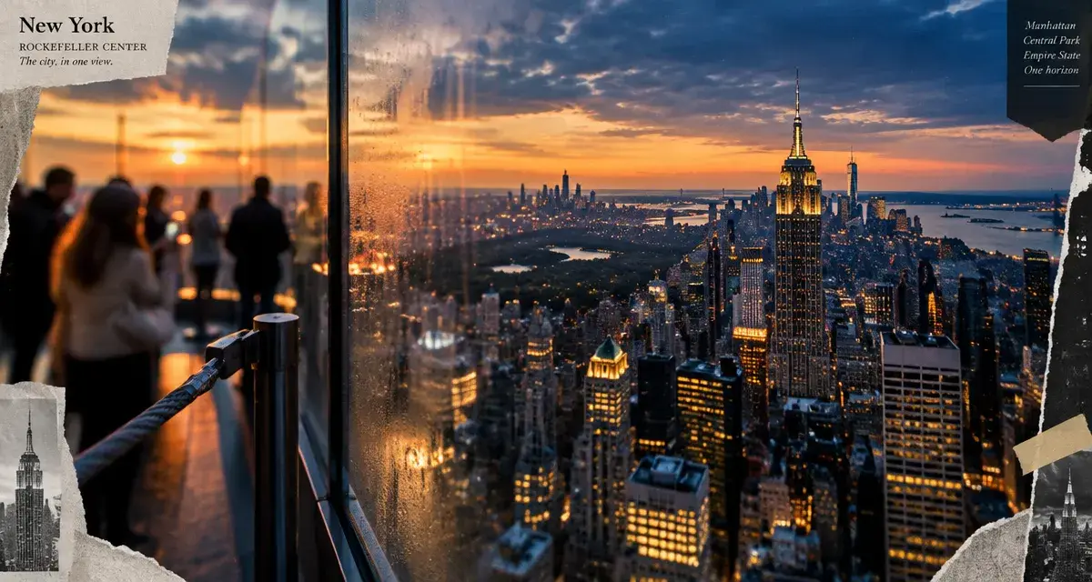 Tour new york a visiter : vue panoramique de Manhattan depuis un observatoire