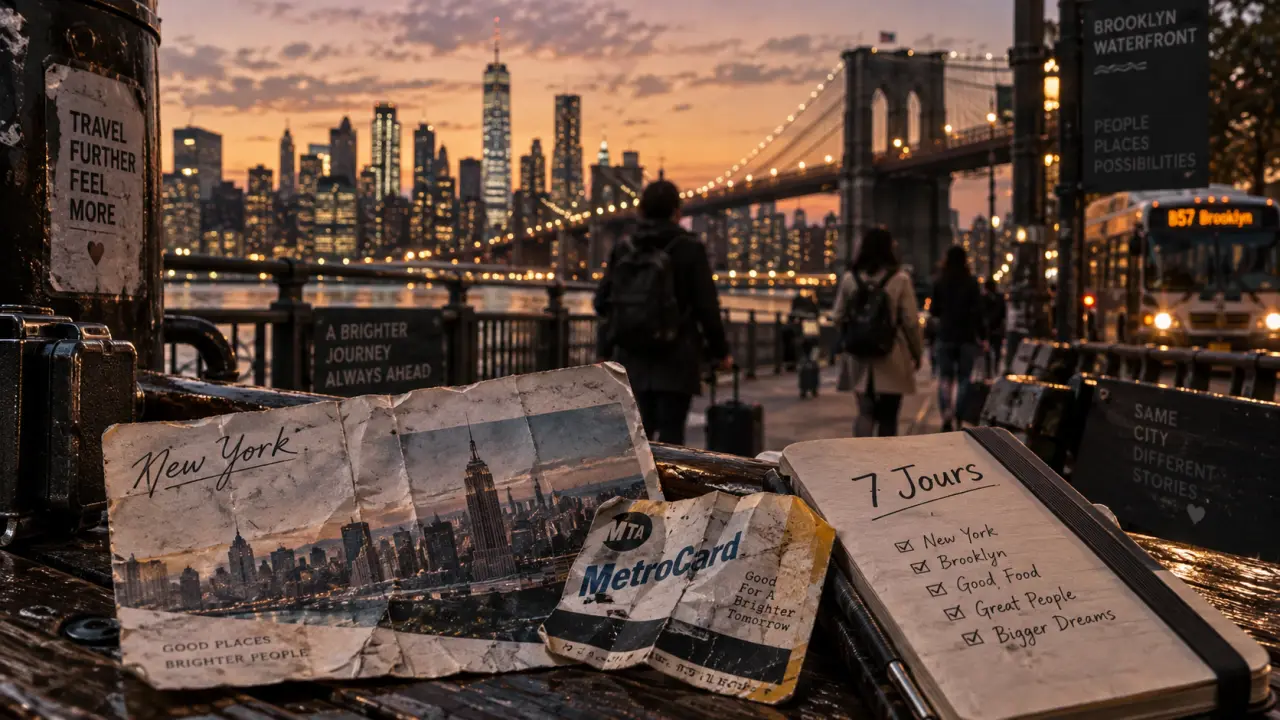 Voyage new york 1 semaine : vue Brooklyn Bridge au crépuscule depuis Brooklyn