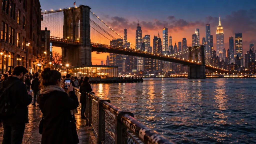 Voyage New York circuit depuis Brooklyn vers Manhattan au crépuscule