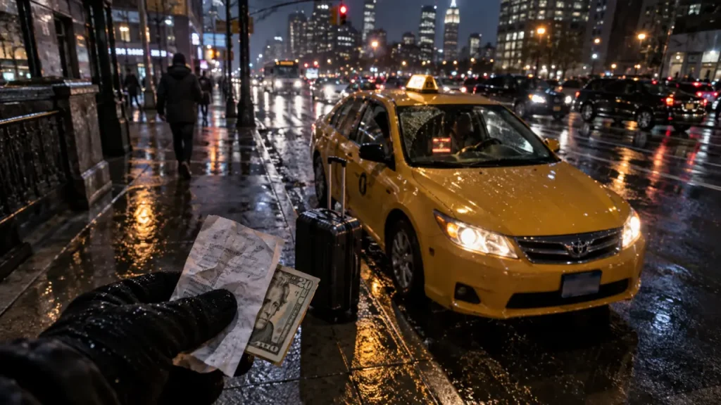 Taxi jaune à New York, voyage en voiture jaune et reçu